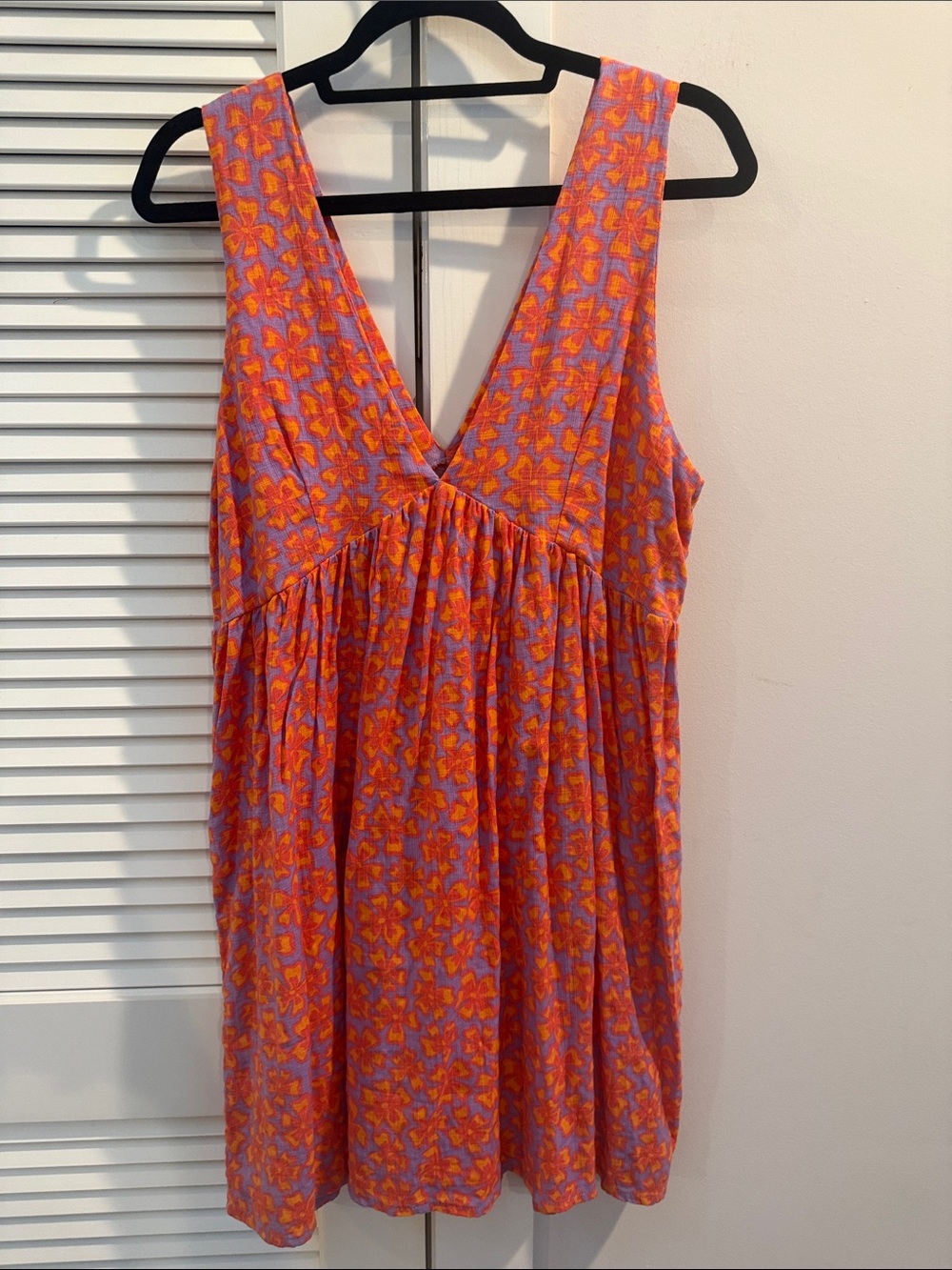 Rip Curl Orange & Purple Floral V-Neck Mini Dress